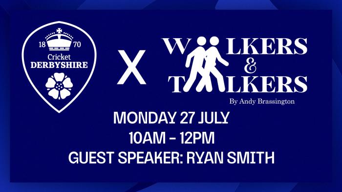 Derbyshire Head of Science & Medicine and Lead Physiotherapist, Ryan Smith, will speak at the latest FREE Walkers & Talkers event, which takes place on Monday 27th July, starting at 10am.